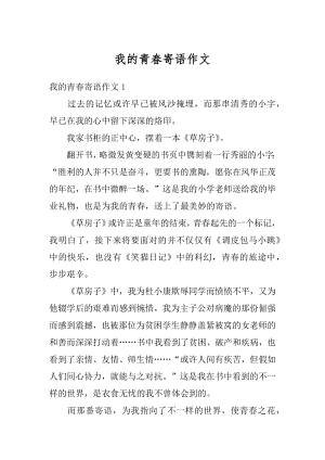 我的青春寄语作文汇总.docx