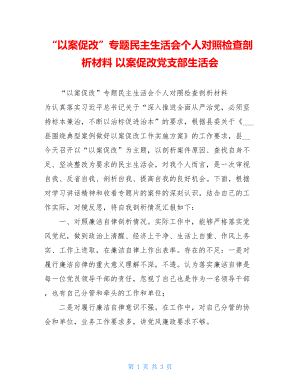 “以案促改”专题民主生活会个人对照检查剖析材料 以案促改党支部生活会.doc