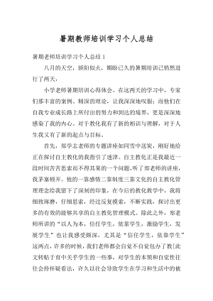 暑期教师培训学习个人总结例文.docx