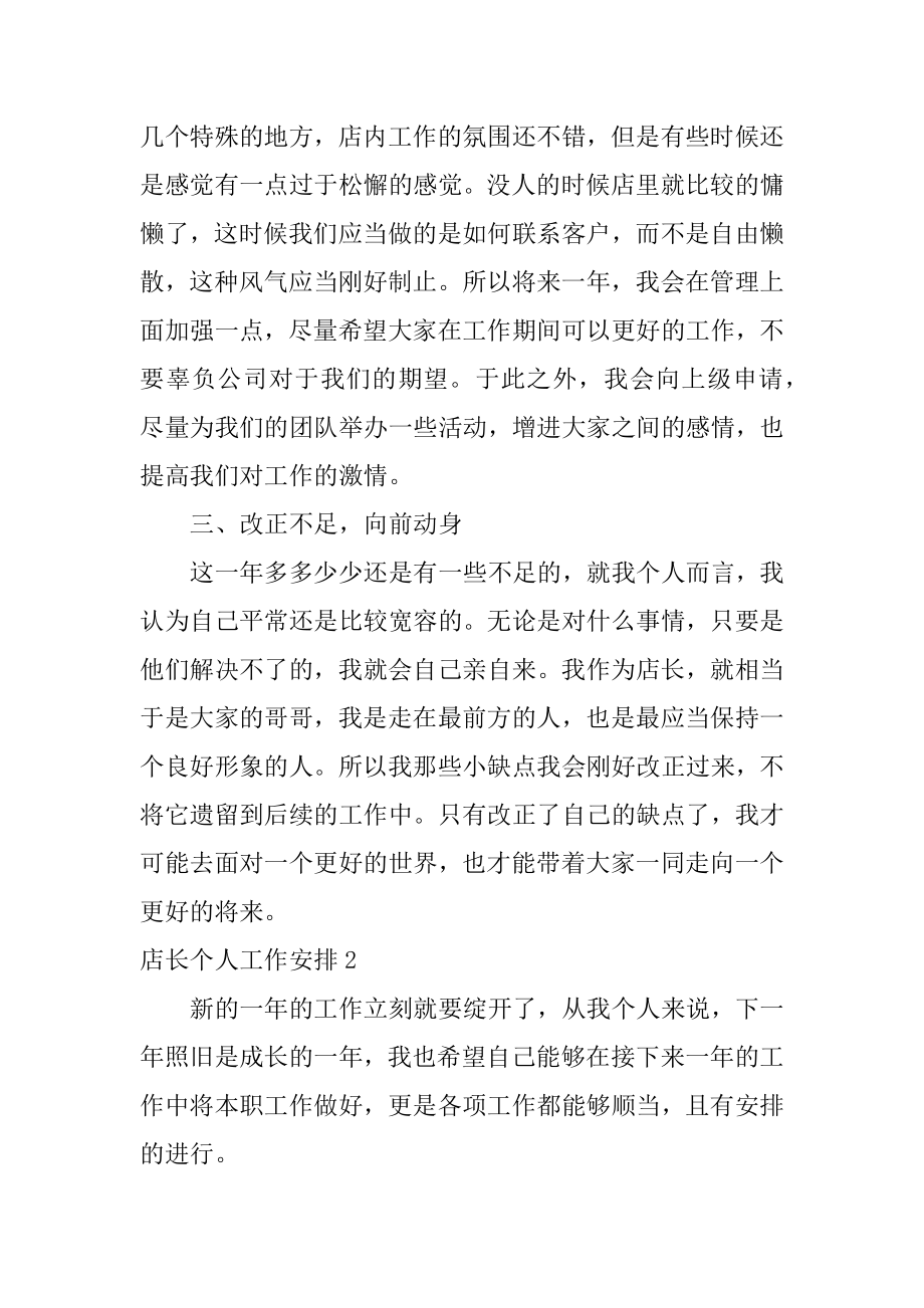 店长个人工作计划汇编.docx_第2页