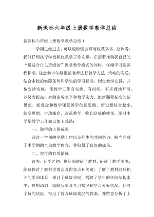 新课标六年级上册数学教学总结优质.docx