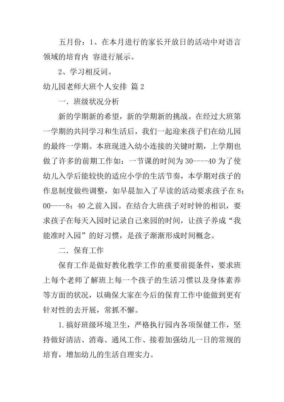 幼儿园教师大班个人计划精选.docx_第2页