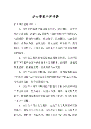 护士带教老师评语汇编.docx