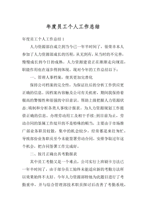 年度员工个人工作总结精选.docx