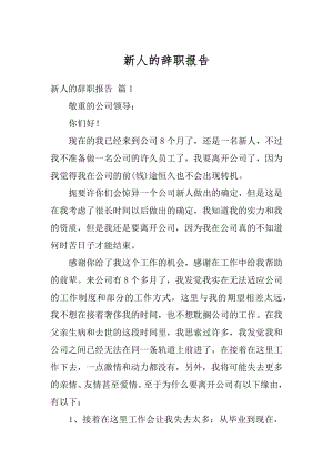 新人的辞职报告范本.docx