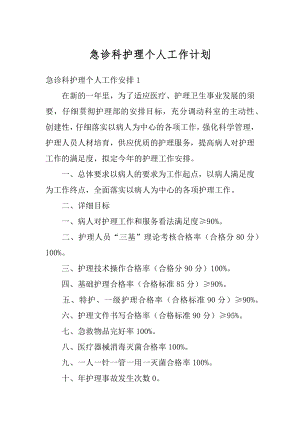 急诊科护理个人工作计划范例.docx