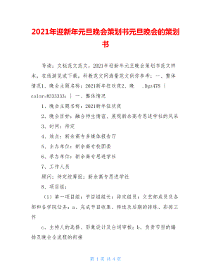 2021年迎新年元旦晚会策划书元旦晚会的策划书.doc