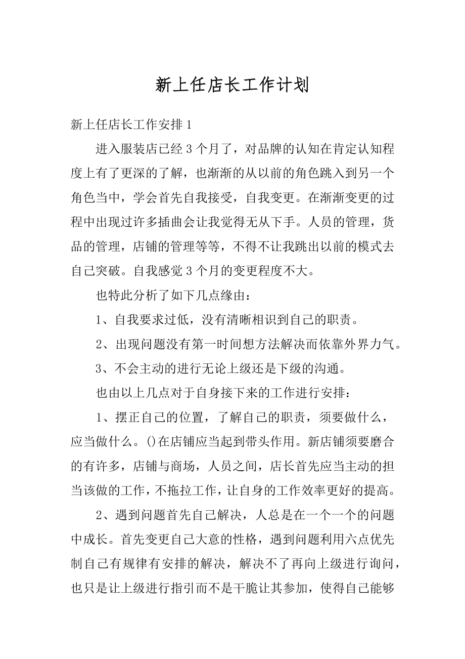 新上任店长工作计划优质.docx_第1页