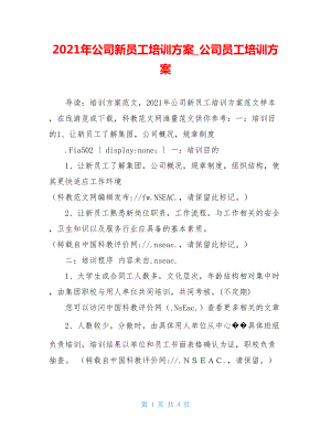 2021年公司新员工培训方案_公司员工培训方案.doc