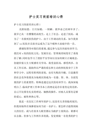 护士实习岗前培训心得精编.docx