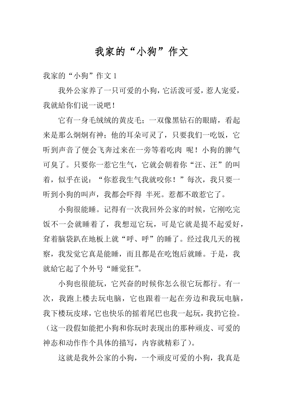 我家的“小狗”作文精编.docx_第1页