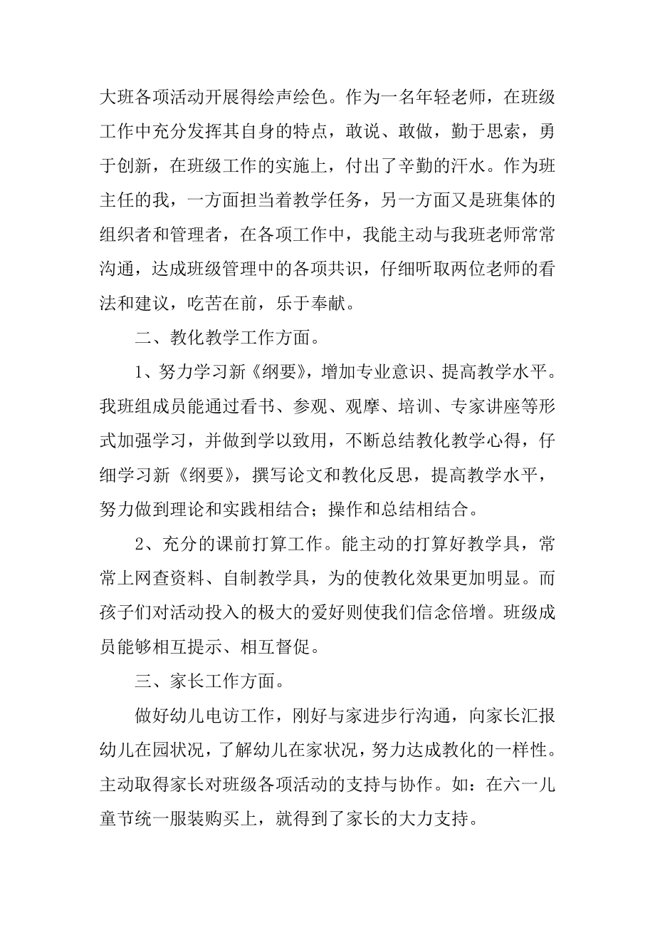 幼儿园大班下学期班主任个人的工作总结汇总.docx_第2页