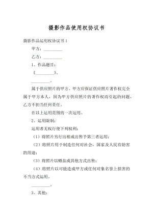 摄影作品使用权协议书优质.docx