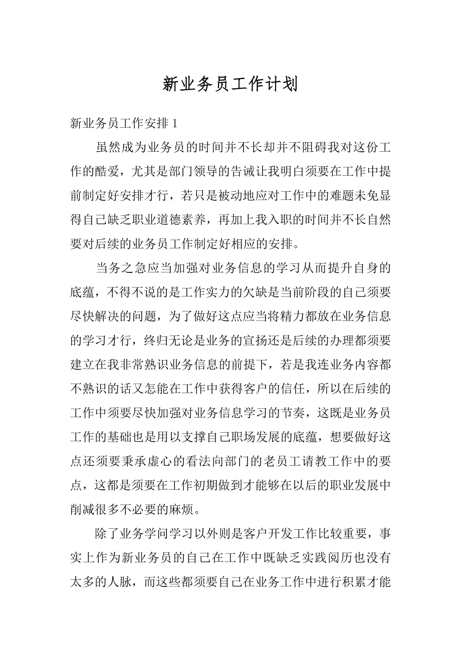 新业务员工作计划汇编.docx_第1页