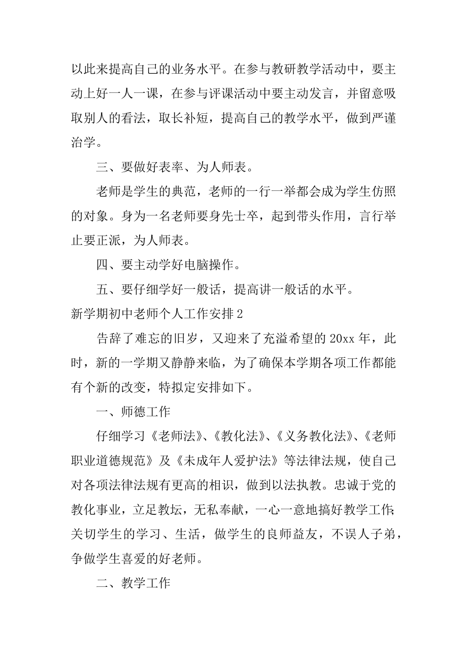 新学期初中教师个人工作计划精选.docx_第2页