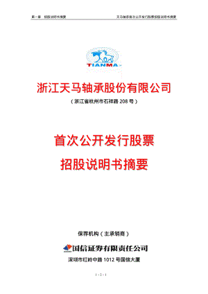 天马股份：首次公开发行股票招股说明书摘要.PDF