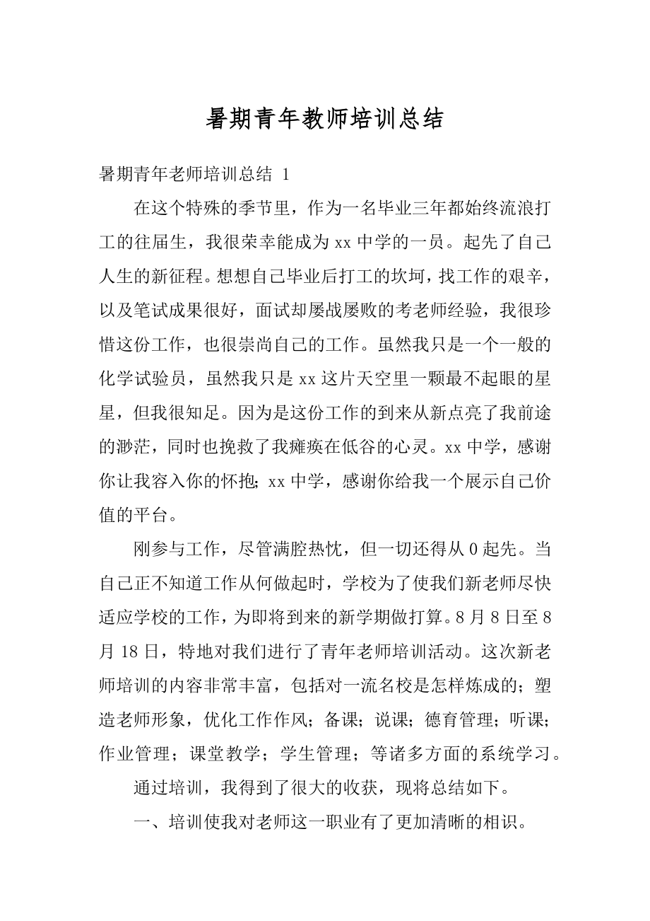 暑期青年教师培训总结汇编.docx_第1页