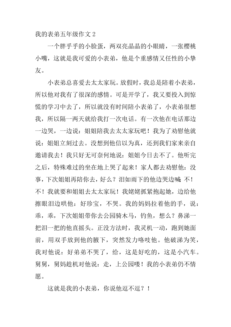 我的表弟五年级作文范文.docx_第2页