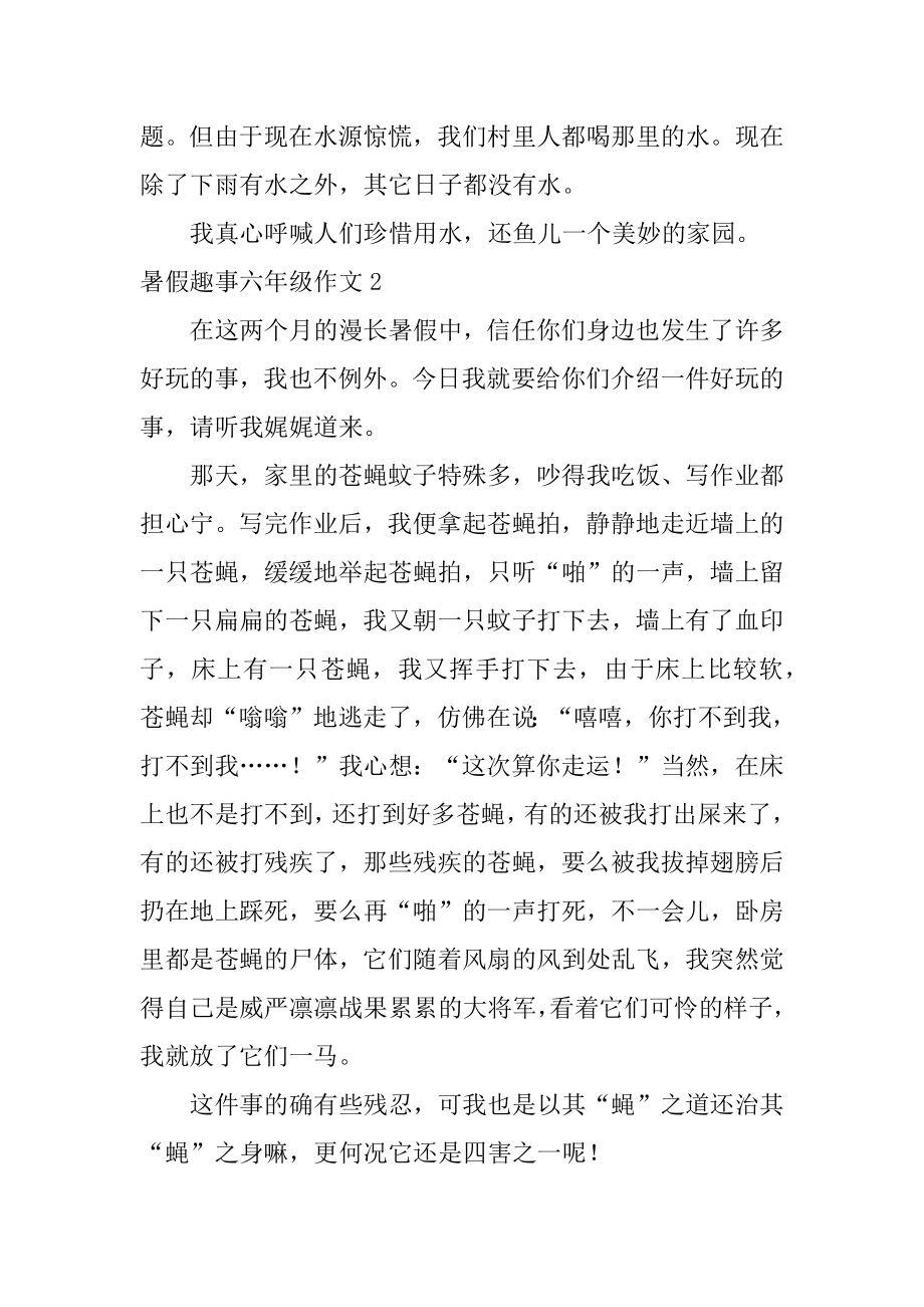 暑假趣事六年级作文汇总.docx_第2页