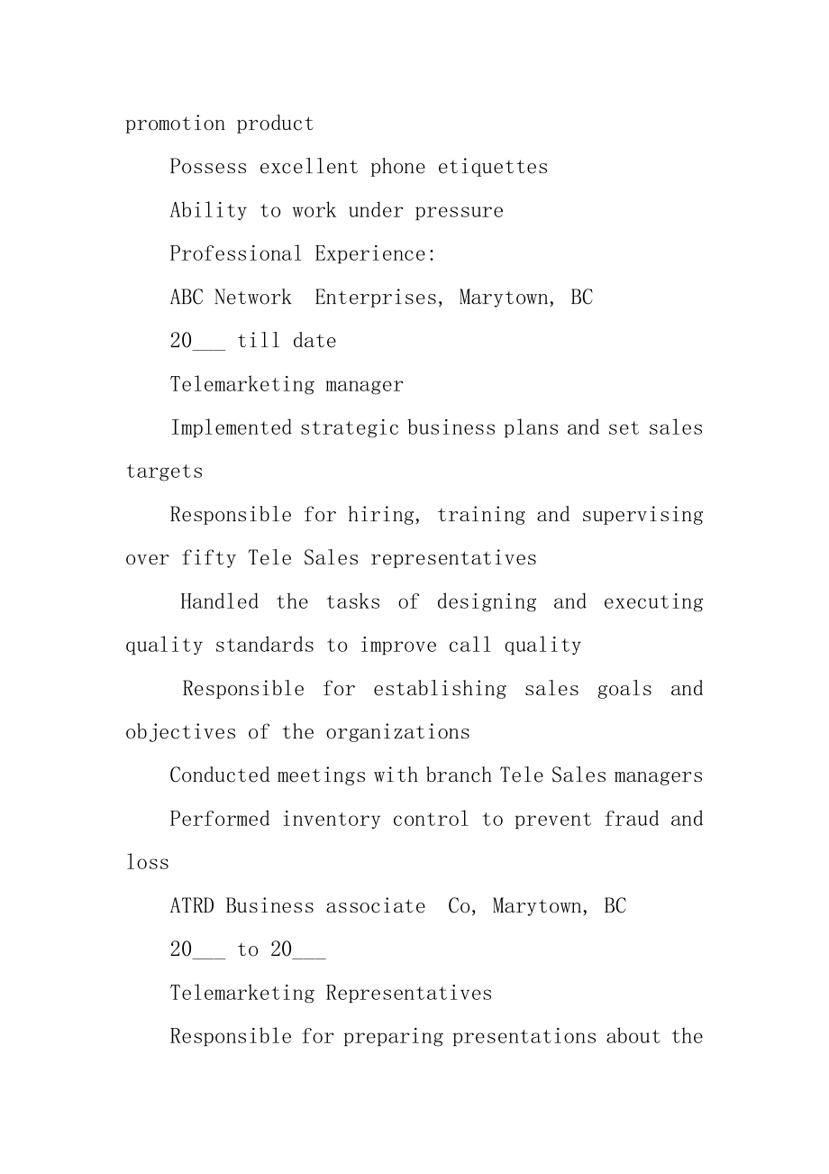 市场营销实习生通用英文简历精品.docx_第2页