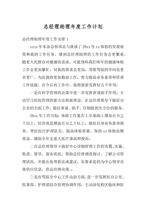 总经理助理年度工作计划精编.docx