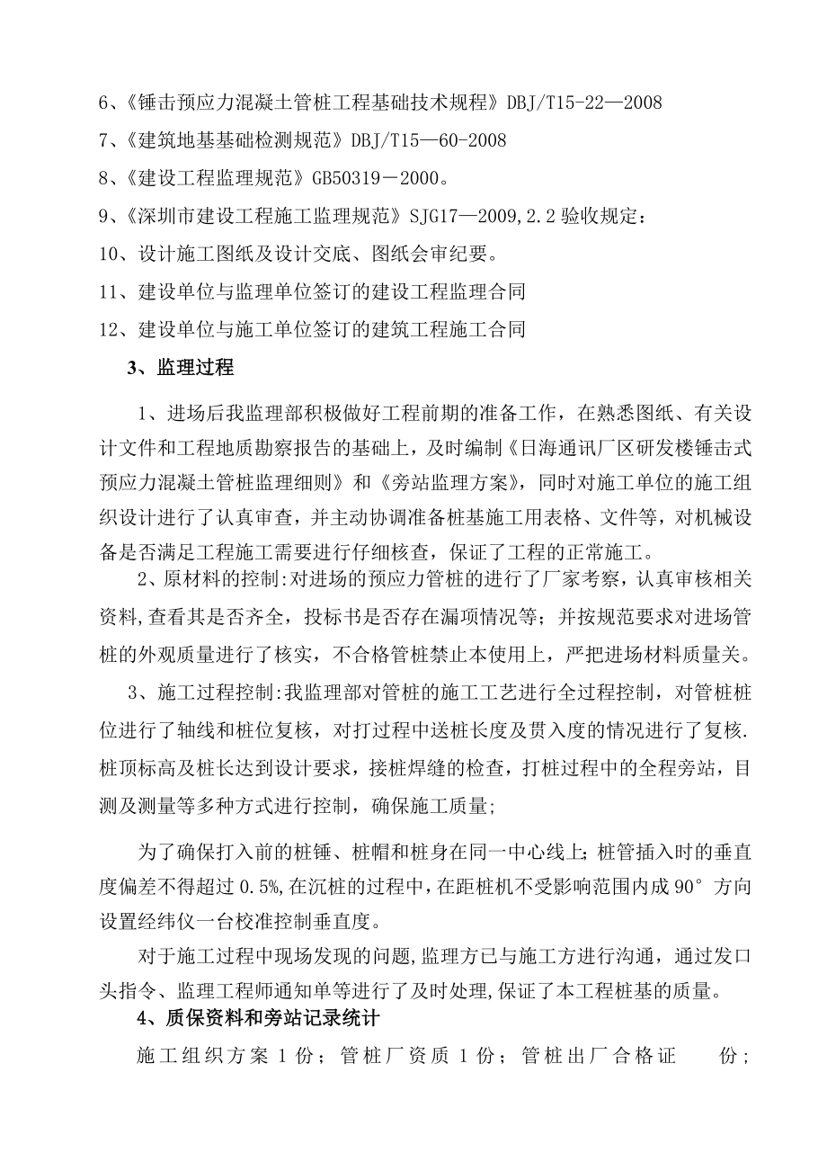 日海工程质量监理评估报告(桩基子分部).doc_第2页