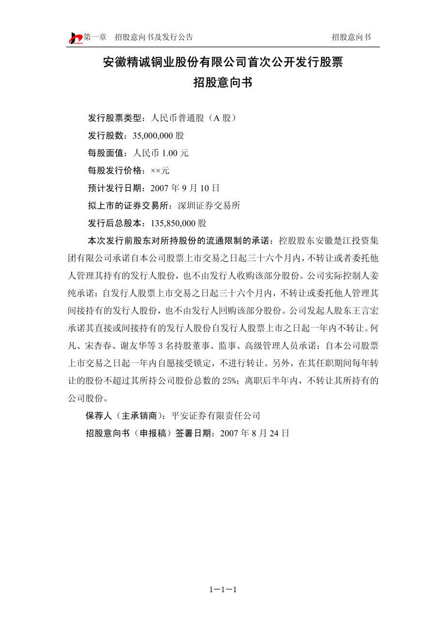 精诚铜业：首次公开发行股票招股意向书.PDF_第2页