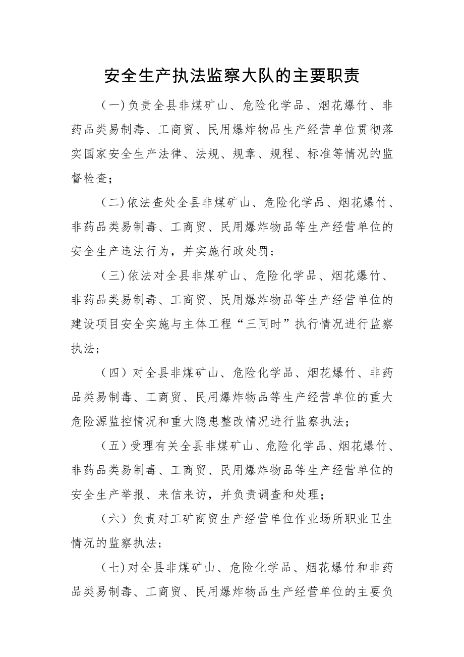 安全生产执法监察大队的主要职责.doc_第1页