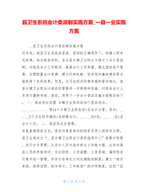 县卫生系统会计委派制实施方案_一县一业实施方案.doc