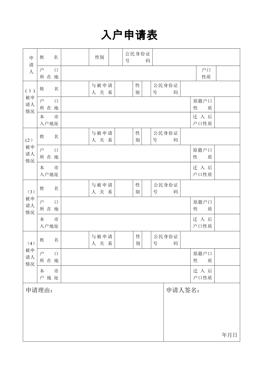 成都市入户申请表(样表)08684.doc_第1页