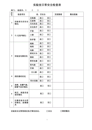 实验室日常安全自查记录表.doc