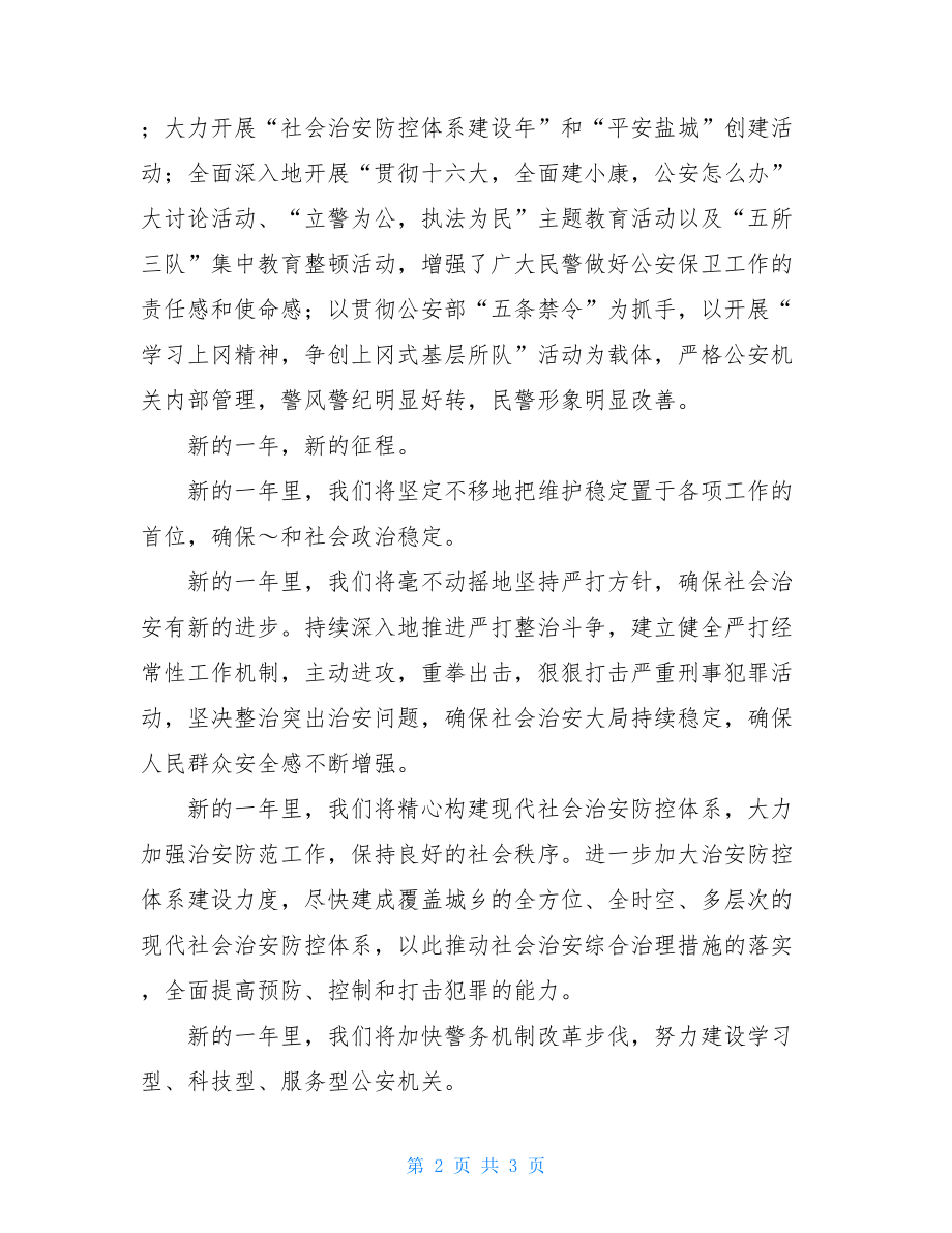 公安局长的新年讲话公安局长讲话.doc_第2页