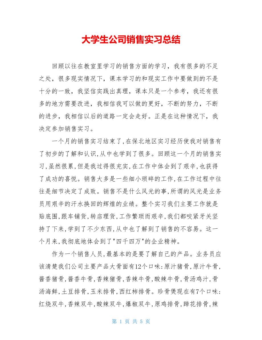 大学生公司销售实习总结.doc_第1页