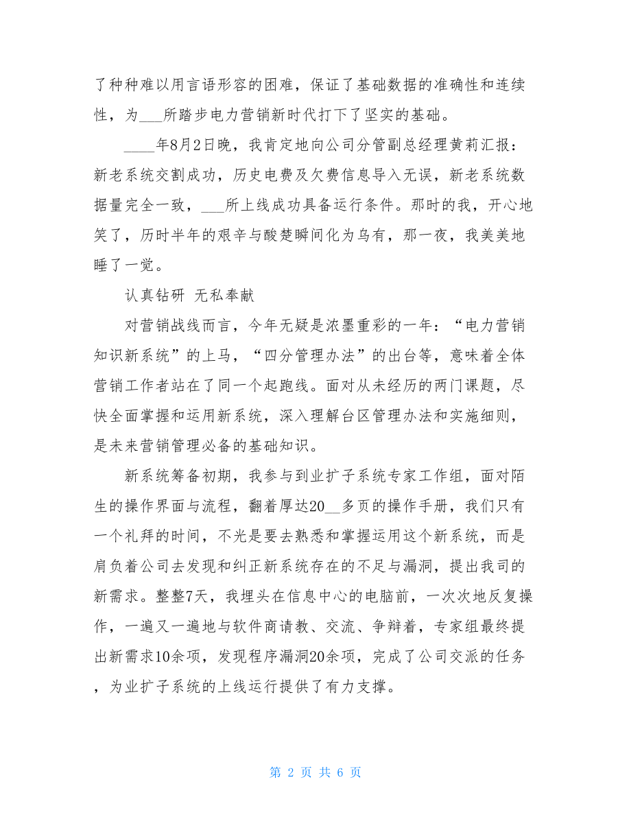 供电所营销工作总结 供电所营销管理员个人工作总结.doc_第2页