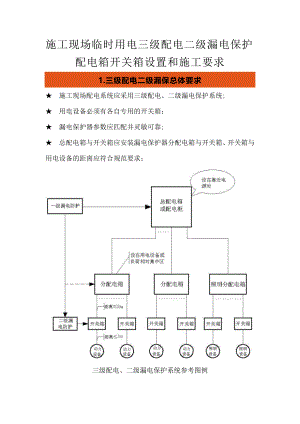 施工现场临时用电三级配电二级漏电保护配电箱开关箱设置和施工要求.doc