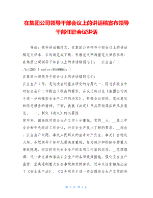 在集团公司领导干部会议上的讲话稿宣布领导干部任职会议讲话.doc