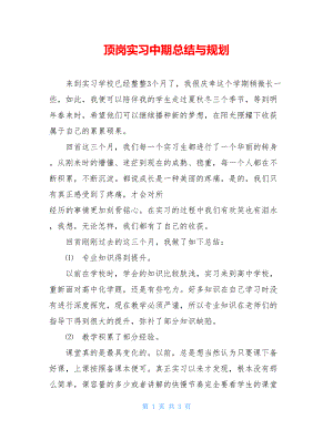 顶岗实习中期总结与规划.doc