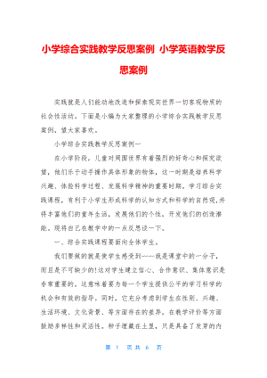 小学综合实践教学反思案例-小学英语教学反思案例.docx