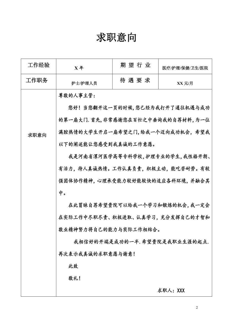 护士求职简历表格62728.doc_第2页