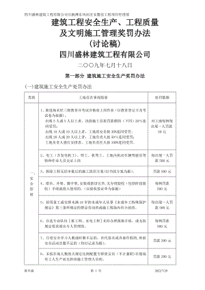 建筑工程安全生产、质量及文明施工管理奖罚办法.doc