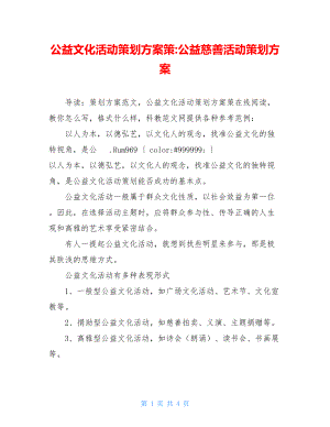 公益文化活动策划方案策-公益慈善活动策划方案.doc