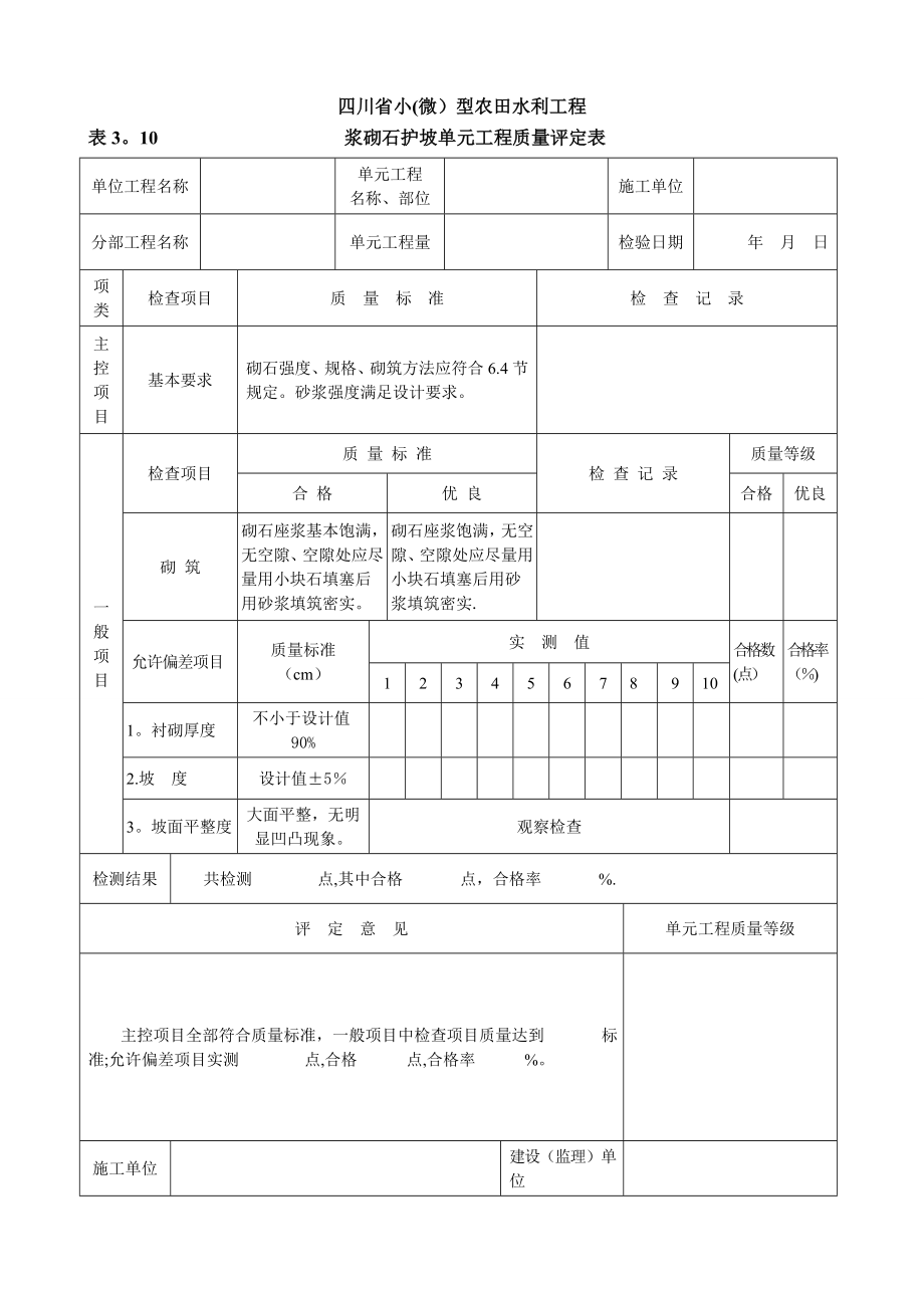 小(微)型农田水利工程施工质量检验与评定规程(单元专用表格)...doc_第2页