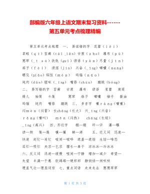 部编版六年级上语文期末复习资料------第五单元考点梳理精编.doc