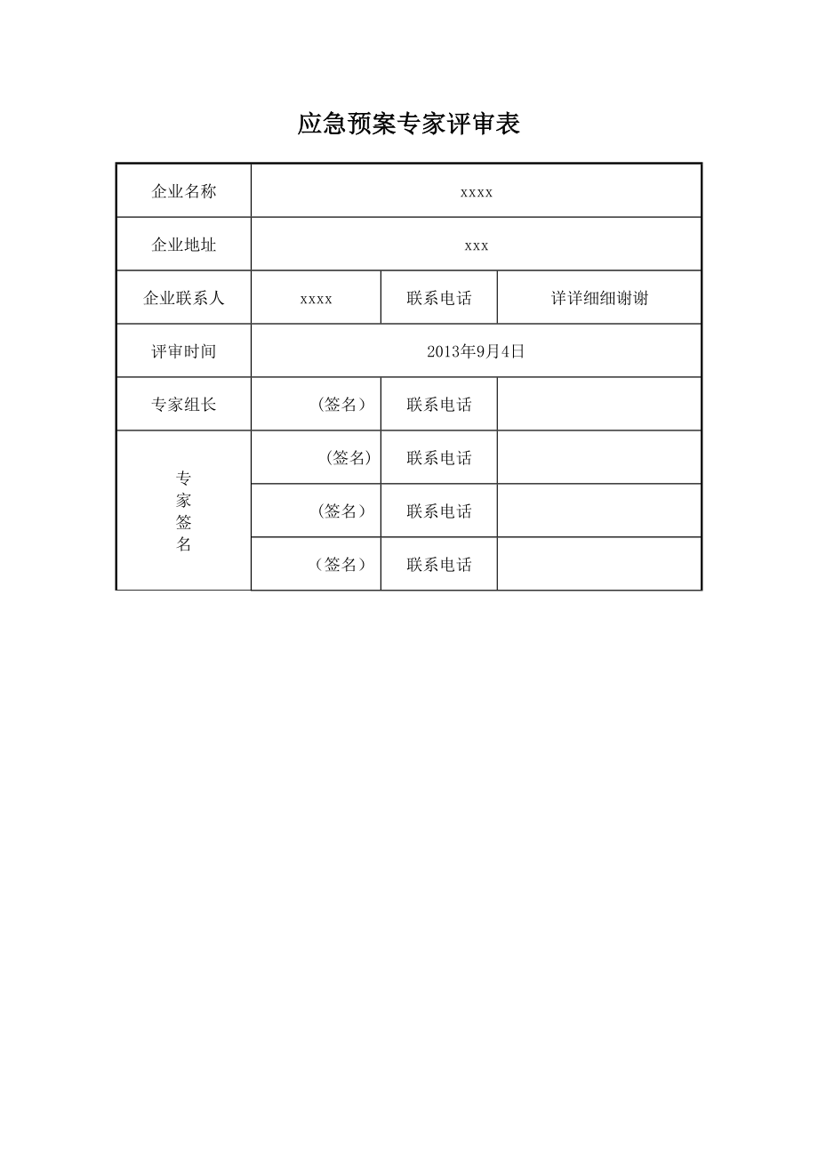 应急预案专家评审表.doc_第1页