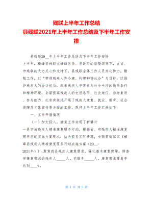 残联上半年工作总结 县残联2021年上半年工作总结及下半年工作安排 .doc