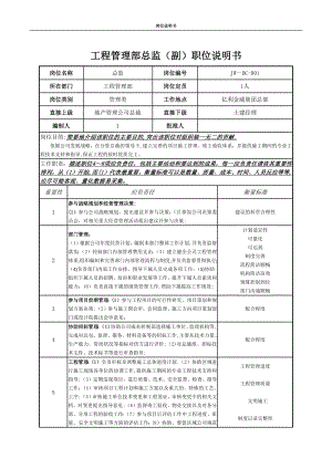 工程管理部岗位说明书.docx