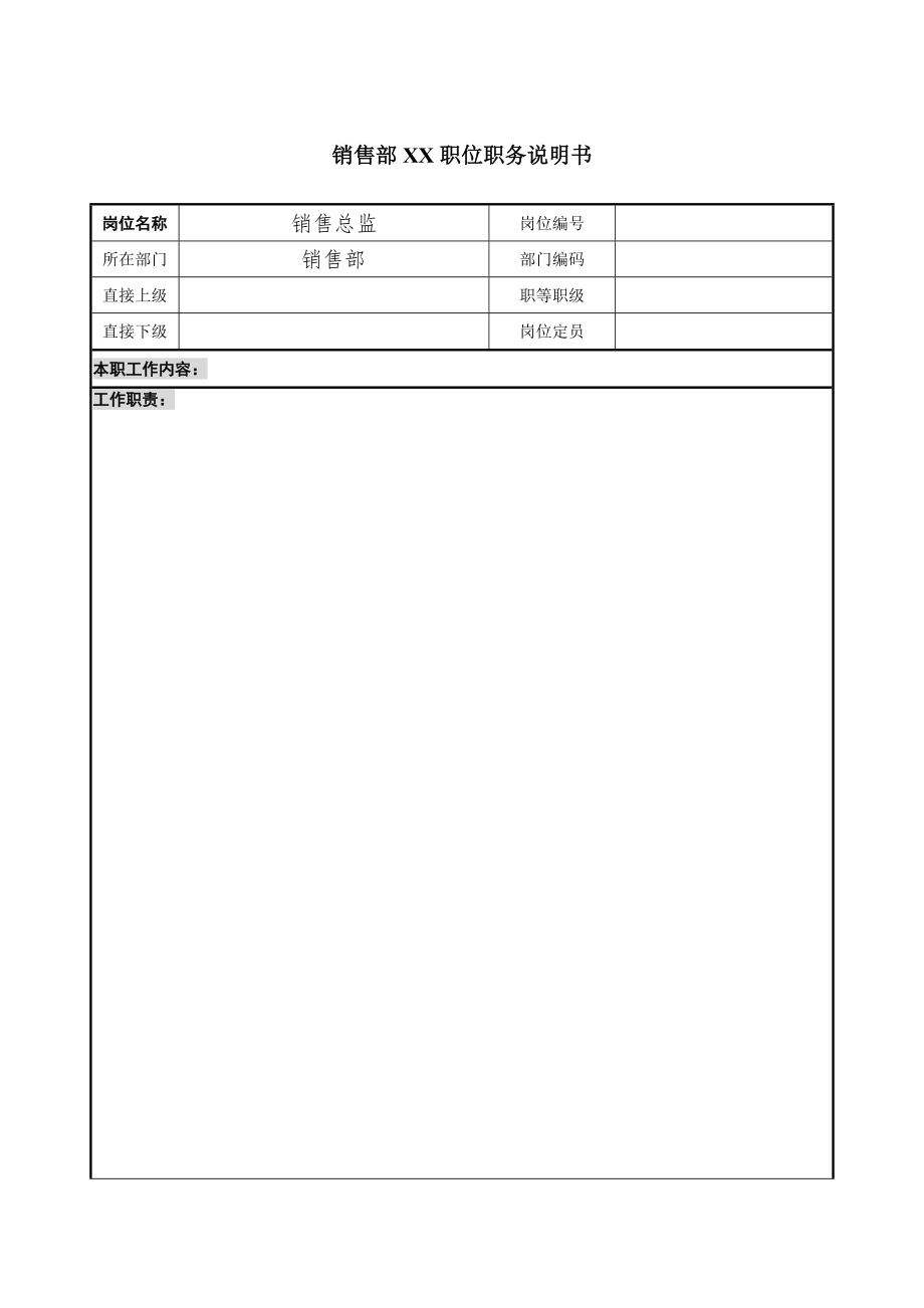 岗位说明书模板2.doc_第1页