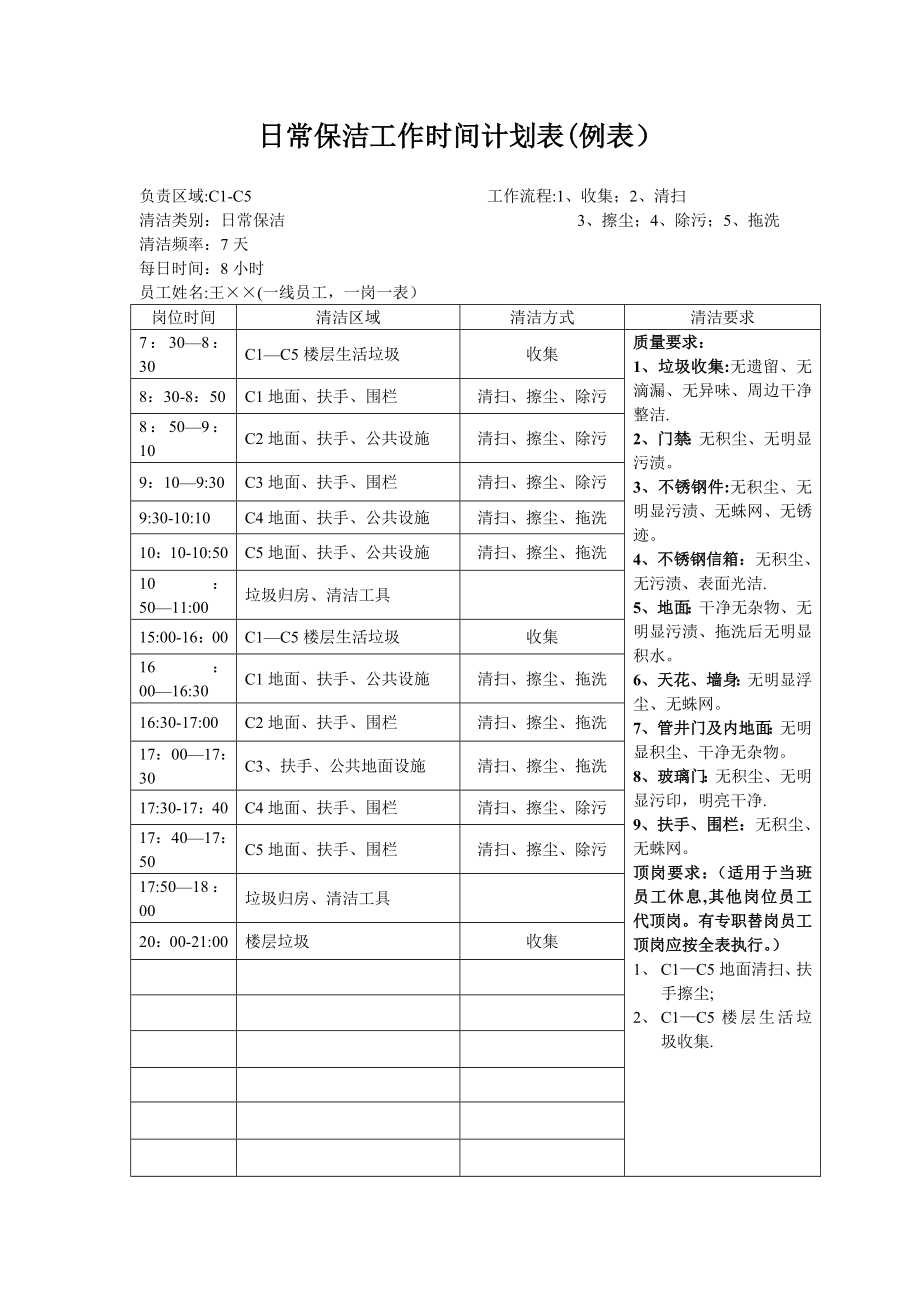 日常保洁工作时间计划表.doc_第2页