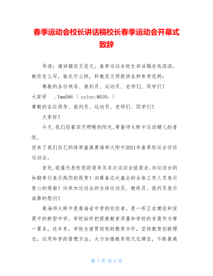 春季运动会校长讲话稿校长春季运动会开幕式致辞.doc