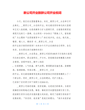 新公司开业致辞公司开业祝词.doc